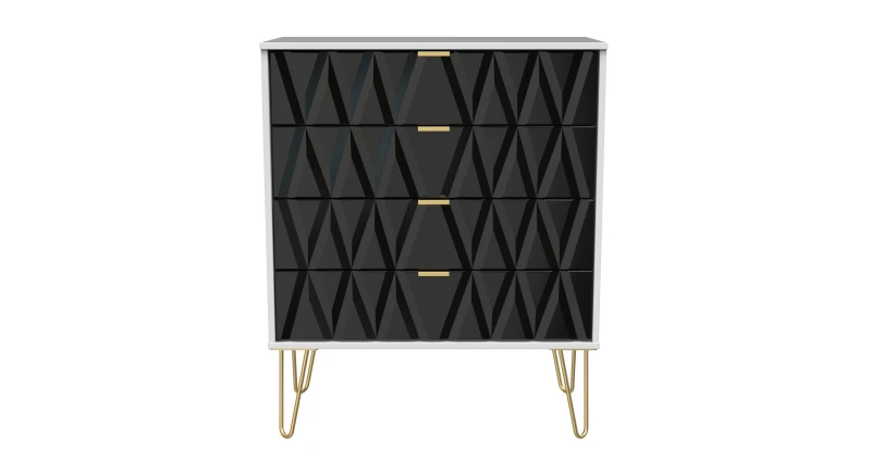 Image of Dallas 4 Drawer Chest In Deep Black & White (Ready Assembled)