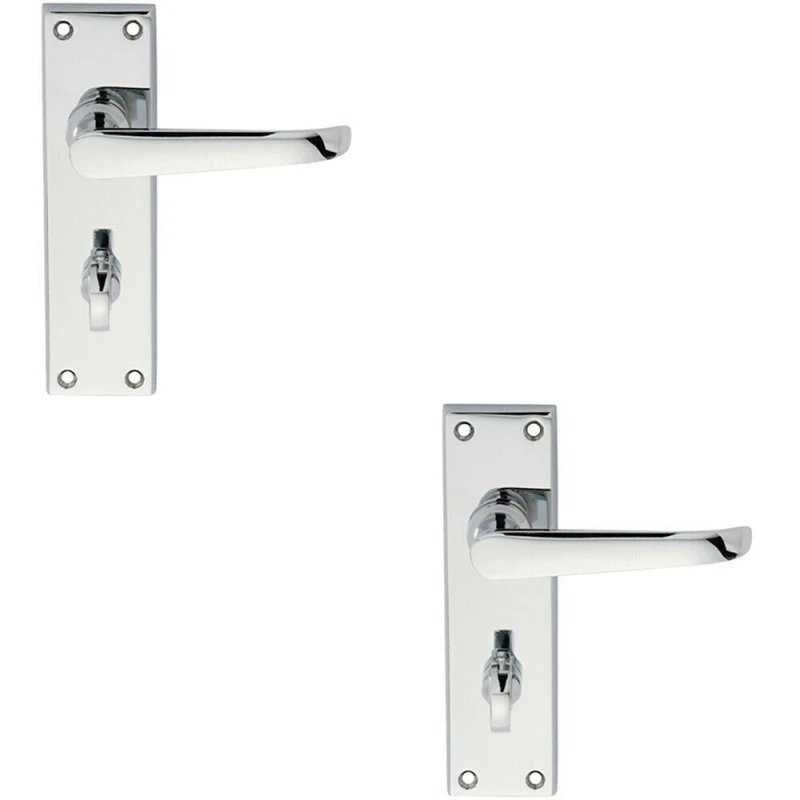 Image of Loops 2x PAIR Straight Victorian Lever on Bathroom Backplate 150 x 42mm Chrome Multi