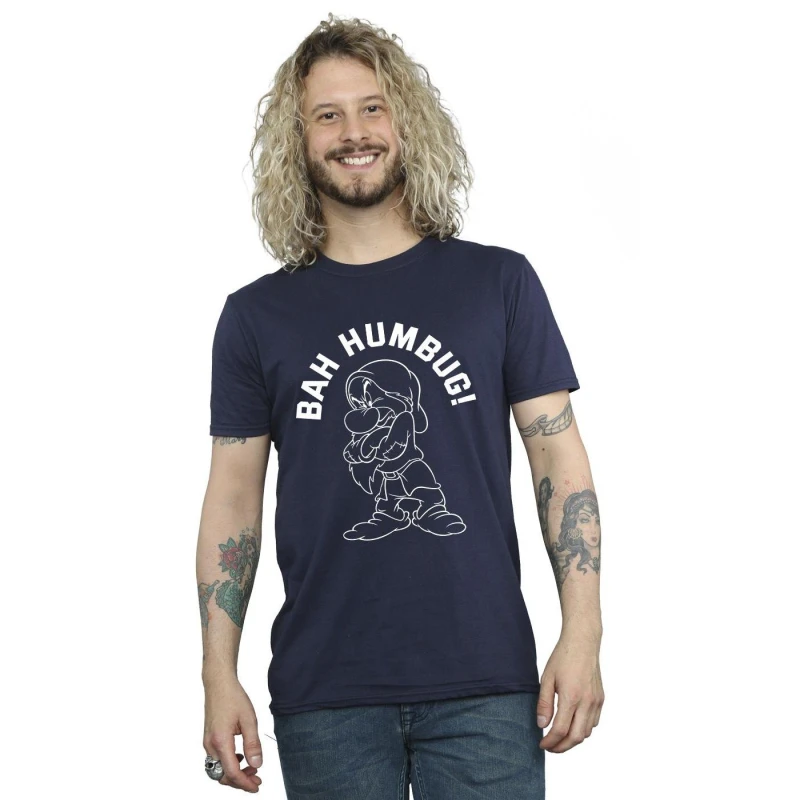 Image of Disney Men Snow White Grumpy Humbug T-Shirt in Navy Size: Small Navy S Male 5063153071827