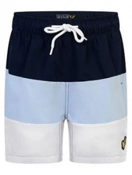 Image of Lyle & Scott Boys Wide Stripe Swim Shorts - Navy