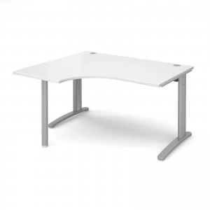 Image of TR10 Left Hand Ergonomic Desk 1400mm - Silver Frame White Top