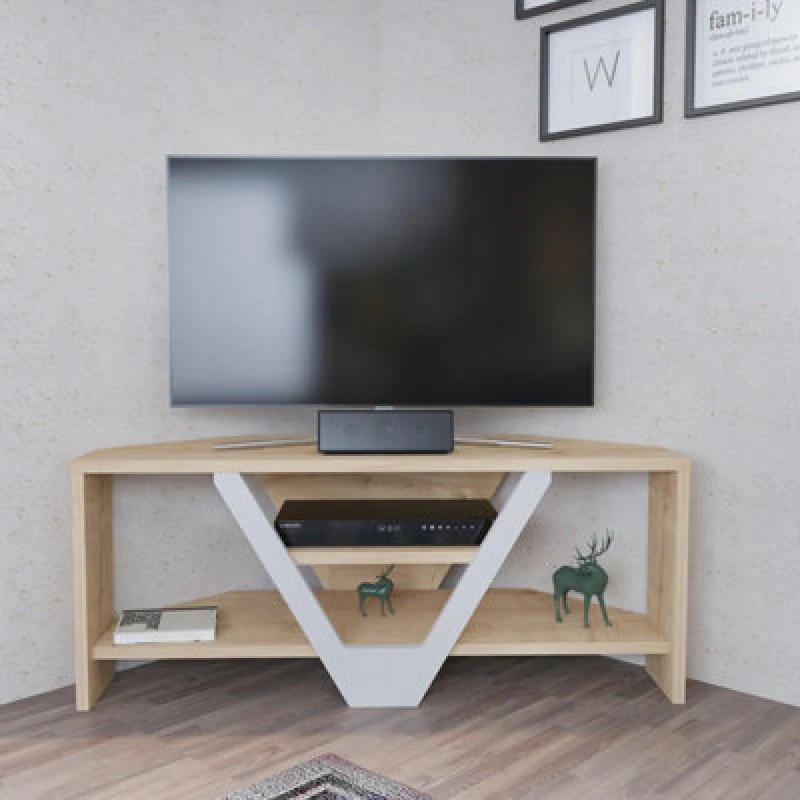 Image of Decorotika Karin TV Stand TV Unit For Tvs Up To 45" Sapphire Oak And White