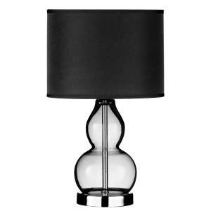 Image of Premier Housewares Table Lamp in Smoke Grey Glass with Chrome Base & Black Shade