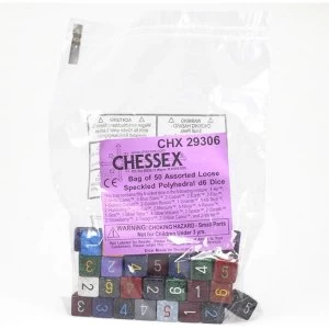 Image of Chessex Polyhedral D6 Dice Assorted Speckled - Bag of 50