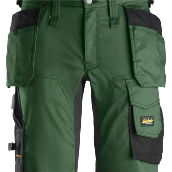 Image of Snickers AllroundWork Stretch Shorts Holster Pockets - Forest Green/Black - 52