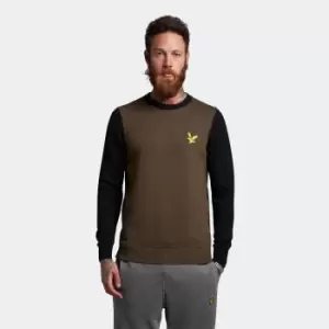 Image of Mens Block Marl Crew Neck - Olive Marl/Jet Black - S