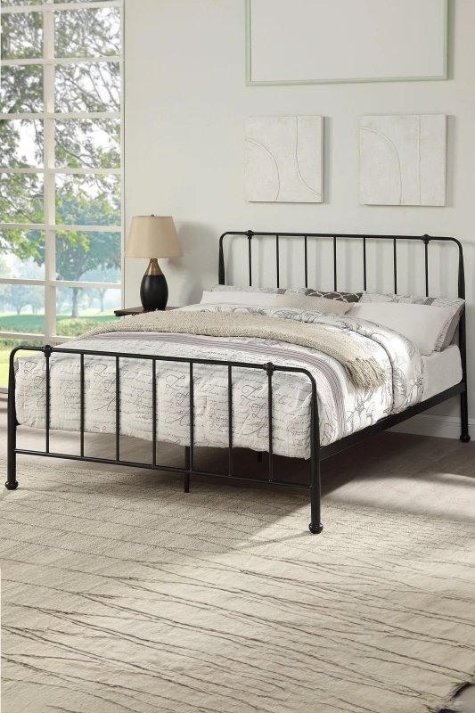 Image of SlumberWorx Hitchin Black Metal Industrial Bed Frame - Small Double / Double / King