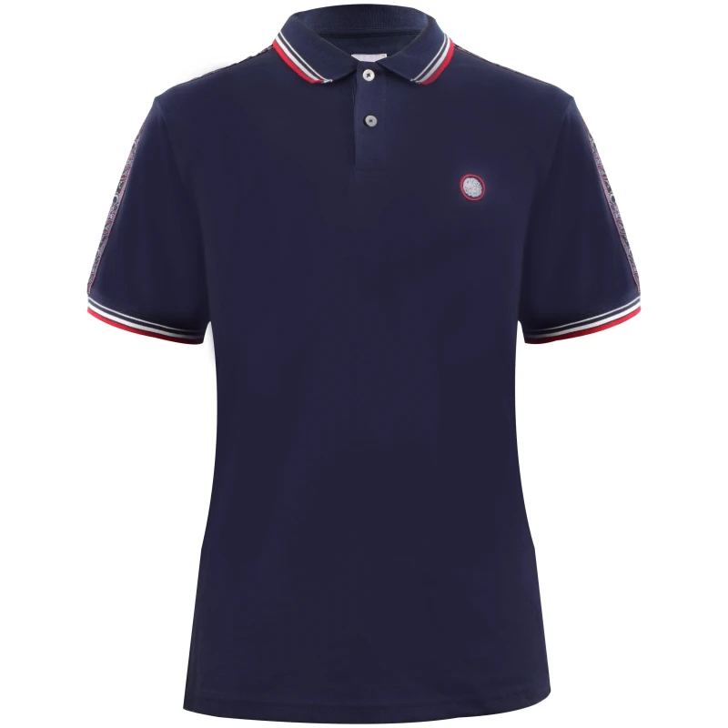 Image of Pretty Green Mens Eclipse Tape Short-Sleeve Polo Shirt Navy male X Large
