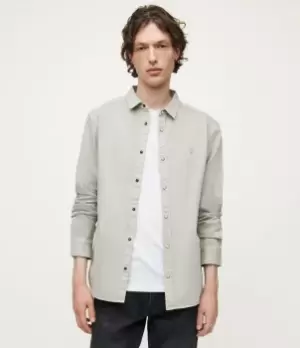 Image of AllSaints Mens Staveley Ramskull Shirt, Winter Grey, Size: M