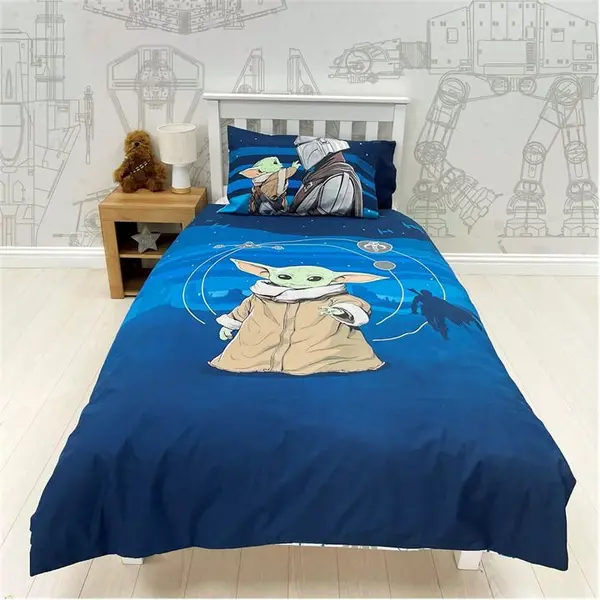 Image of The Mandalorian The Mandalorian Grogu Power Single Panel Duvet Set Duvet Covers Single Blue 77981218010