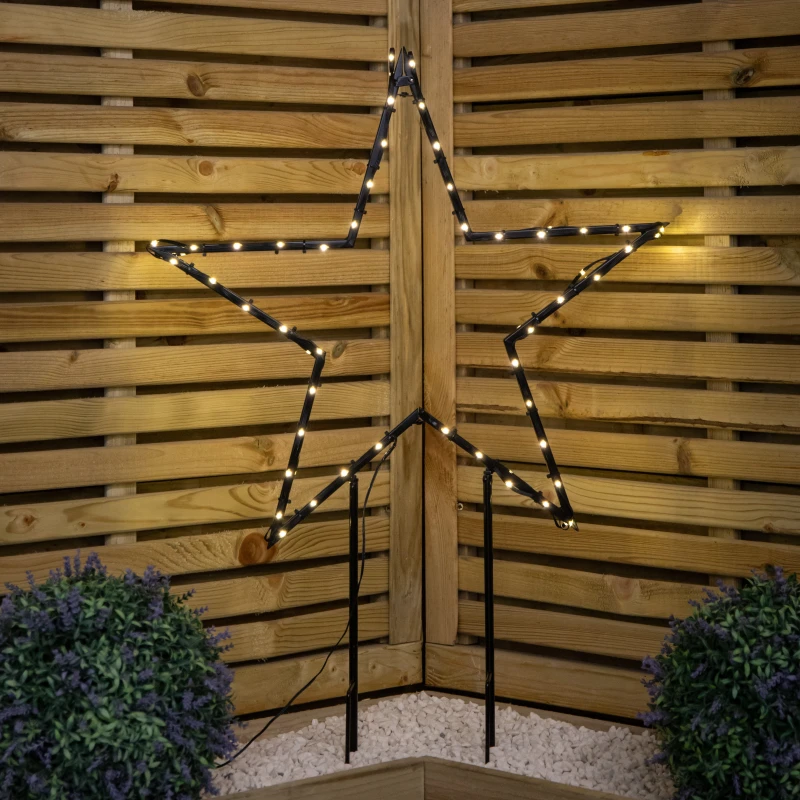 Image of 60cm Light up Dewdrop Metal Christmas Star with Garden Stake & Warm White LEDs