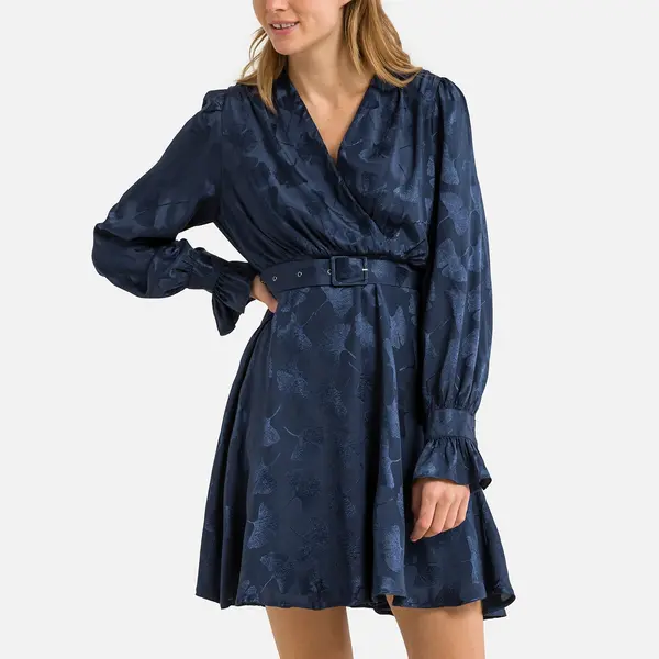 Image of Satin Belted Mini Dress