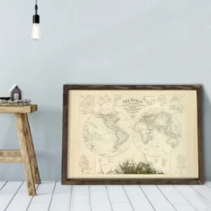 Image of Map002 Multicolor Decorative Framed MDF Painting