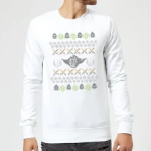 Image of Star Wars Yoda Christmas Knit White Christmas Sweatshirt - M - White