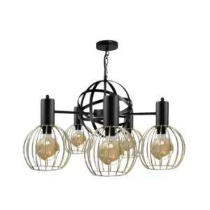 Image of Satellite Pendant Ceiling Light Black, 60cm, 5x E27