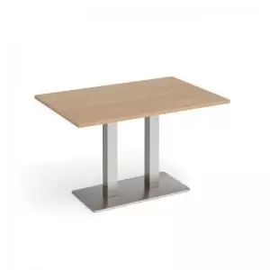 Image of Eros rectangular dining table with flat brushed steel rectangular base