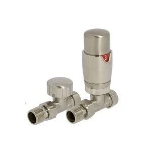 Image of Heating Style Round Straight TRV and LS Radiator Valves - Brushed Nikel