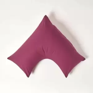 Image of Plum Egyptian Cotton v Shaped Pillowcase 200 Thread Count - Plum - Plum - Homescapes