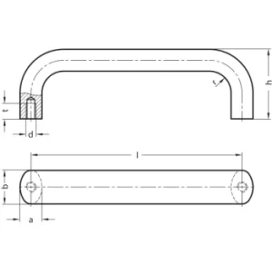 Image of GN565-26-300-BL Cabinet "U' Handle; Aluminium; Blank