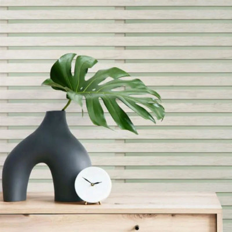 Image of Fine Decor Fine Decor Wood Slats Effect Panel Look Wallpaper Sage Green (Fd43218)