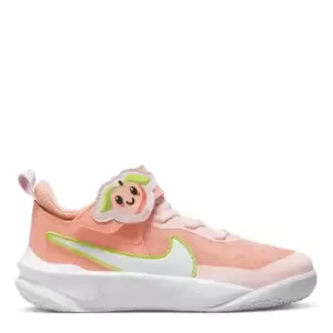 Image of Nike Childs Team Hustle Peach Trainers - Orange