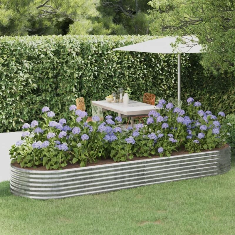 Image of vidaXL Garden Raised Bed Powder-coated Steel 322x100x36 cm, Silver 319002