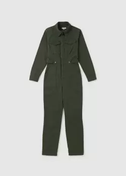 Image of Good American Womens Fit For Success Long Sleeve Jumpsuit In Fern