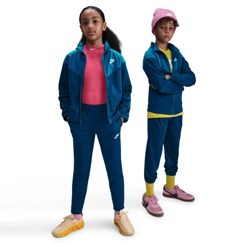 Image of Nike NSW Poly Tracksuit Juniors BluFrc/Grn unisex 7-8 Yrs