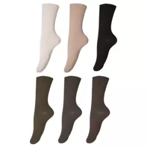 Image of Mens Stay-Up Non-Elastic Diabetic Socks (6 Pairs) (6-11 UK) (Shades Of Brown)