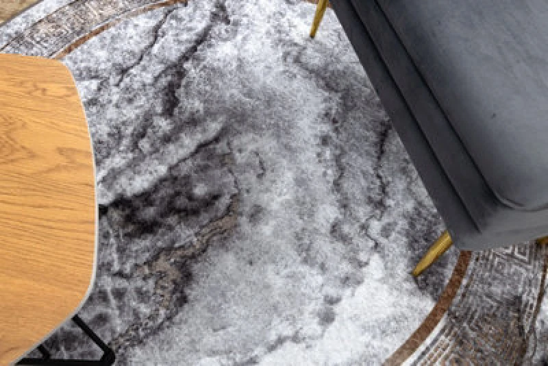 Image of RugsX Miro 51199.805 Circle Washing Carpet Marble, Greek Anti Slip - Grey / Circle 100 Cm