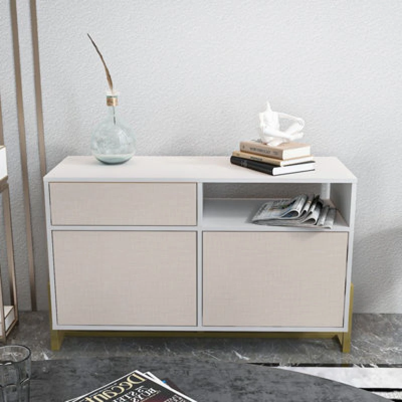 Image of Decorotika - Utopia Sideboard 3 Cabinets And One Shelf Metal Legs