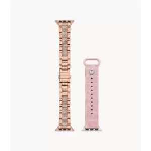 Image of Michael Kors Womens Blush Rubber And Rose Gold-Tone Stainless Steel 38Mm/40Mm/41Mm Apple Watch Band Interchangeable Set - Blush / Rose Gold