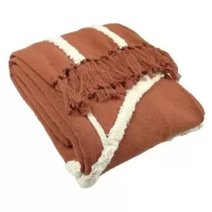 Image of Furn - Rainbow Tufted Throw (One Size) (Brick Red) - Brick Red