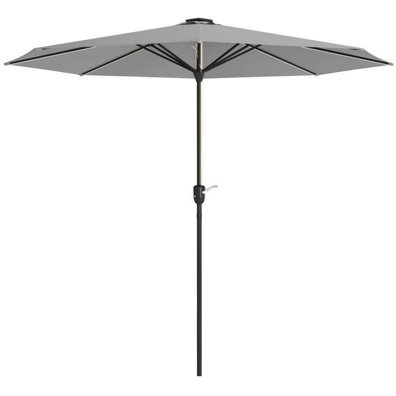 Image of Outsunny 2.65m Garden Parasol with Lights - Outsunny 84D-315V00LG