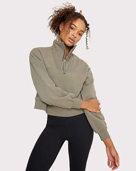 Image of Chelsea Peers Chelsea Peers Quarter Zip Sweater Khaki Female 14 HW08703