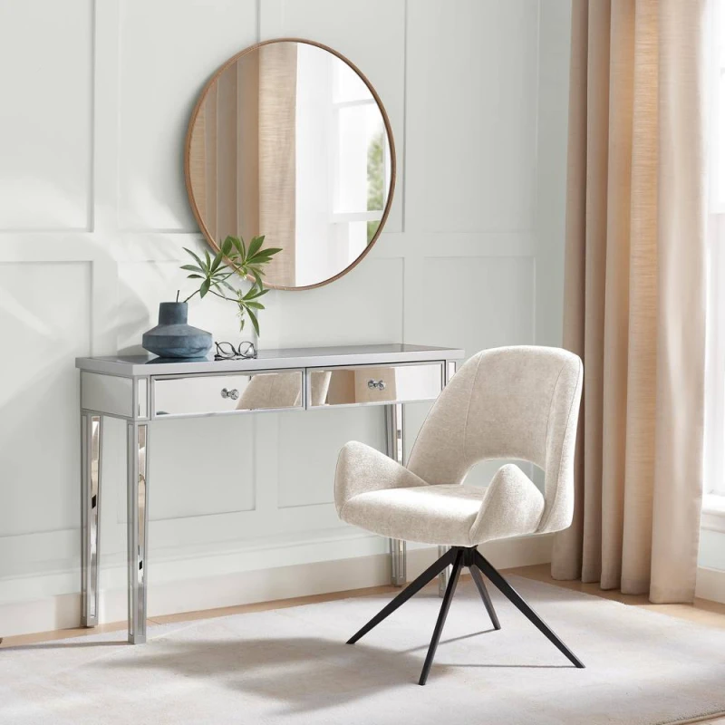 Image of FurnitureboxUK FurnitureboxUK Layla Cream Fabric Swivel Office Chair Cream One Size Unisex 5056784312711