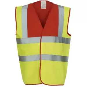 Image of Yoko Adults Unisex Two Tone Class 1 Reflective Jacket (XL) (Red/Hi Vis Yellow) - Red/Hi Vis Yellow