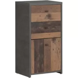Image of Forte Industrial 1 Door 2 Drawer Storage Cabinet - Brown & Grey - Brown