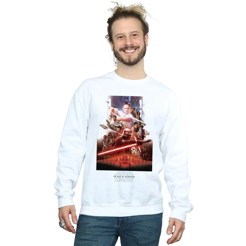 Image of Disney Men Star Wars The Rise Of Skywalker Poster Sweatshirt in White Size: Small White S Male 5059400134230