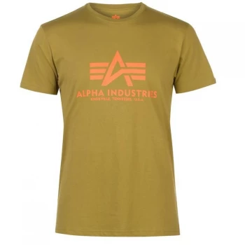 Image of Alpha Industries Basic Logo T-Shirt - Khaki Green