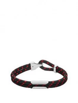 Image of Diesel Black And Red Nylon And Stainless Steel Mens Bracelet