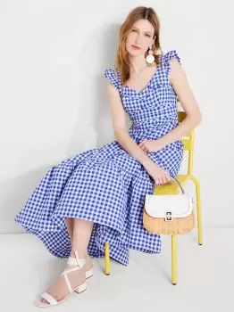 Image of Kate Spade Gingham Tiered Dress, Blueberry, 8
