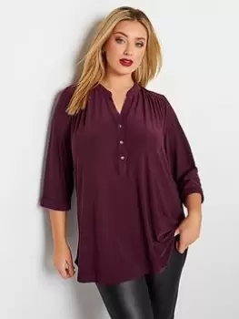 Image of Yours Half Placket Blouse - Purple, Purple, Size 14, Women