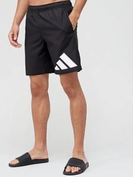Image of adidas Badge of Sport Swim Shorts - Black/White, Size L, Men