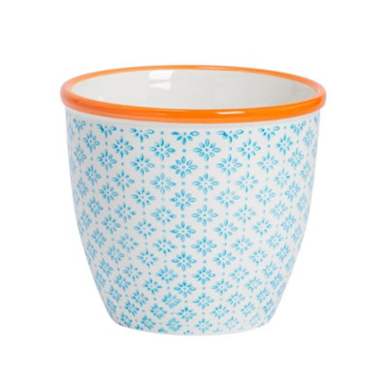 Image of Nicola Spring Hand-Printed Plant Pot - 14Cm - Blue