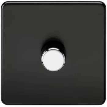 Image of KnightsBridge 60-400W 1G 2 Way 230V Screwless Matt Black Electric Dimmer Switch