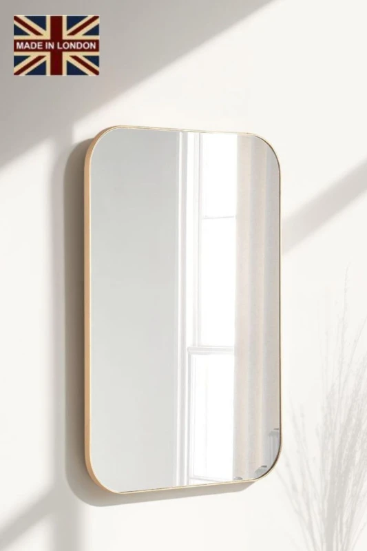 Image of Yearn Mirrors Minimal Curved Mirror Gold 90x60cm Gold