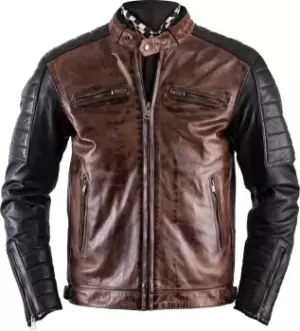 Image of Helstons Cruiser Rag Leather Jacket, black-brown, Size XL, black-brown, Size XL