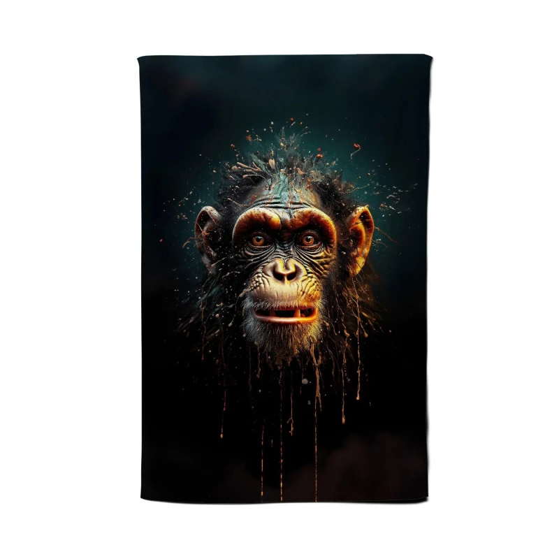 Image of Warren Reed - Designer Splashart Monkey Face Tea Towel in Black Unisex
