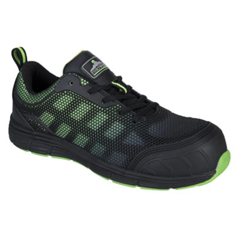 Image of Portwest Compositelite Ogwen Low Cut Safety Trainers FT35BGN45 Colour: Black / Green